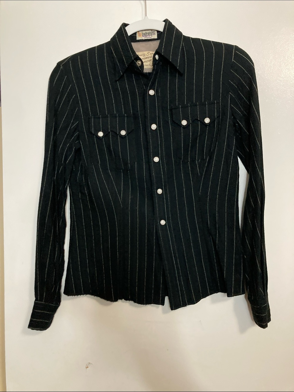 Vintage california ranch wear Black Pinstripe Western Shirt s/m